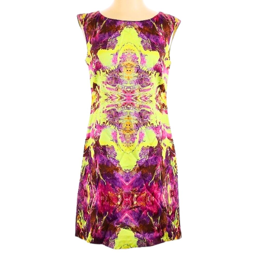 Suzi Chin women’s dress sz 4 pink purple party sheath fitted colorful